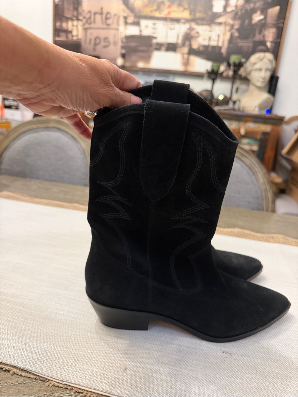 👢Rebecca Minkoff Kaiegan Black Suede Western Boots - Picture 8 of 9